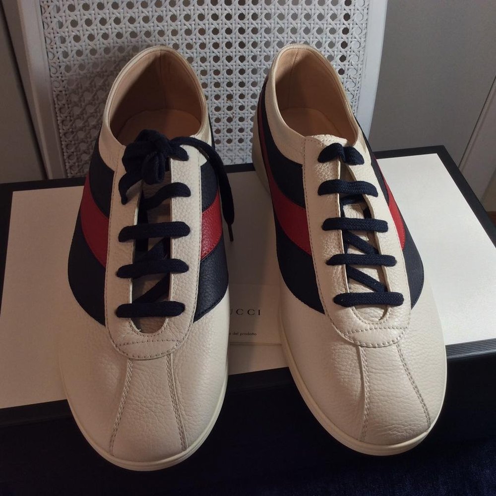 Gucci Man Sneakers Hebron White Leather DM81 - Picture 4 of 15